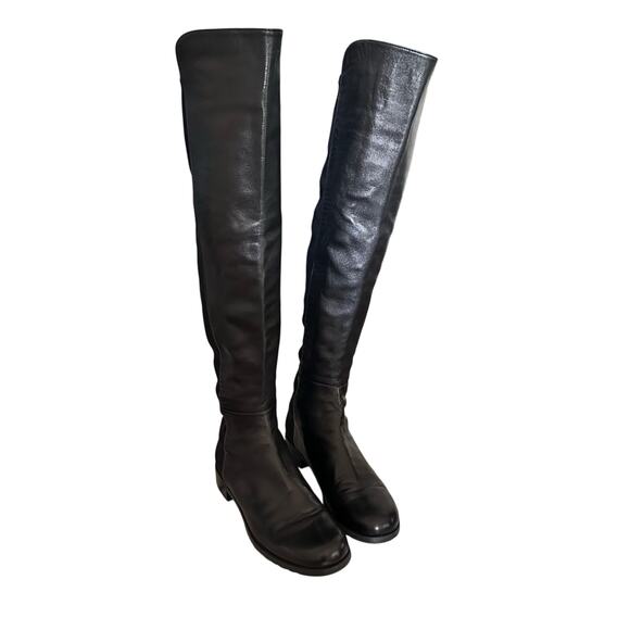 Stewart Weitzman 5050 Over The Knee Boots ($850) Black Leather Size 8.5M - Picture 5 of 11